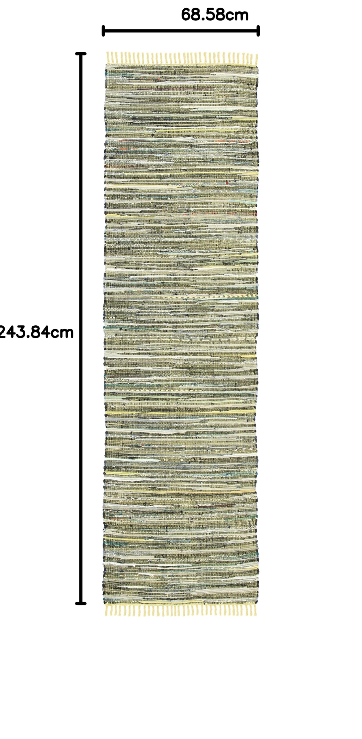 SAFAVIEH Rag Rug Läuferteppich – Handgefertigte Baumwoll-Boho-Streifen In Schwarz & Mehrfarbig, 70 X 22 Cm – Perfekt Für Wohnzimmer, Schlafzimmer & Stark Frequentierte Bereiche