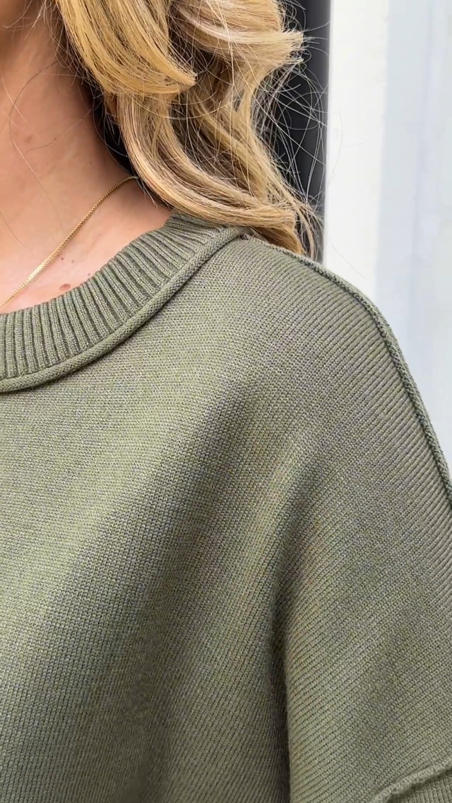 ZDC Women's Oversized Sweater Summer 3/4 Sleeve Casual Cropped Top