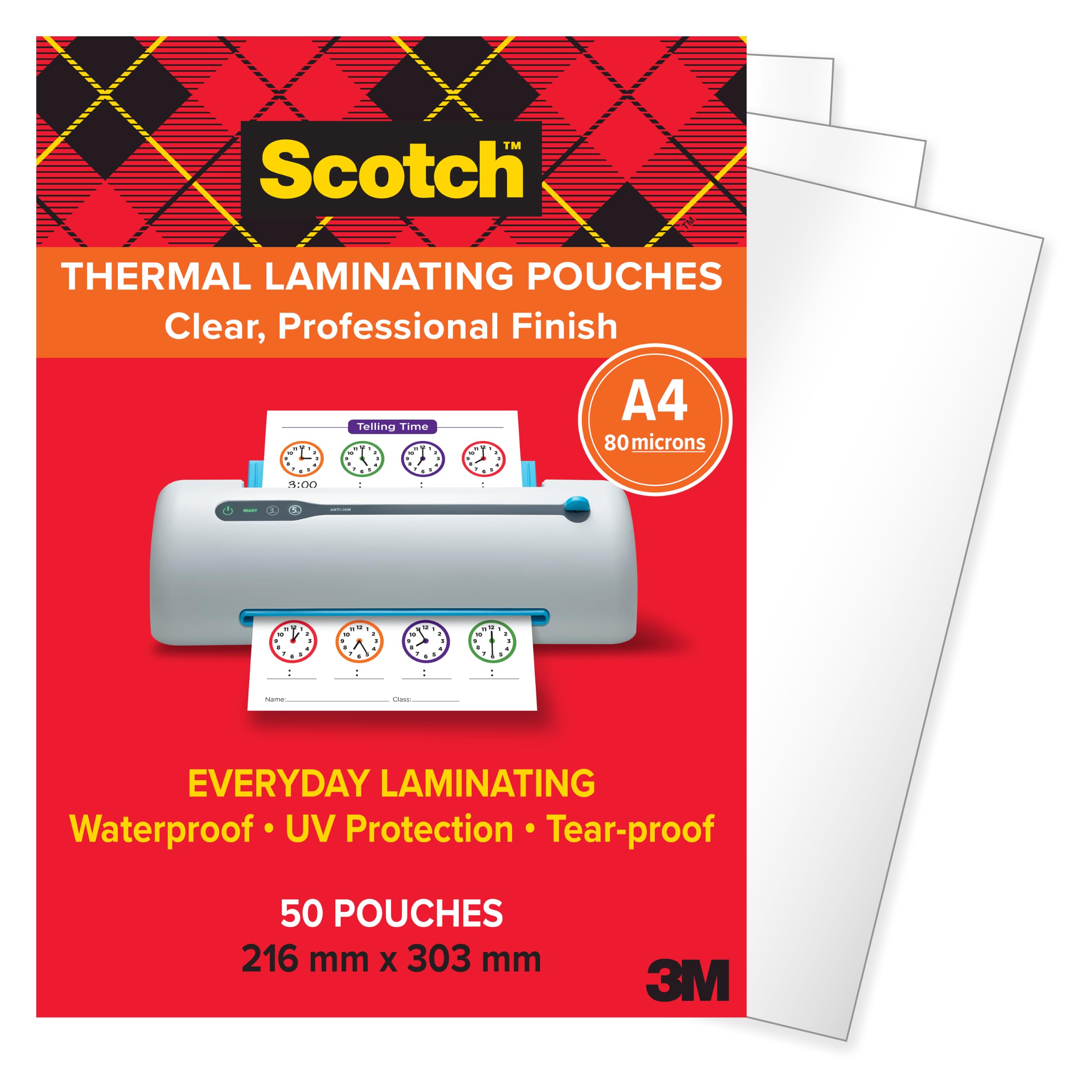 Scotch Thermal Laminating Pouches, A4, 80 Microns, 50 Sheets