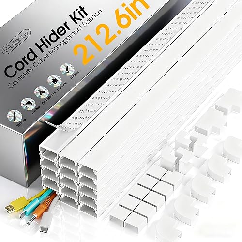 Miniatura 1 de Kit de ocultador de cable de 212.6 pulgadas, cubiertas de cable para 2-4 cables en la pared, cubiertas de alambre autoadhesivas para cables en la