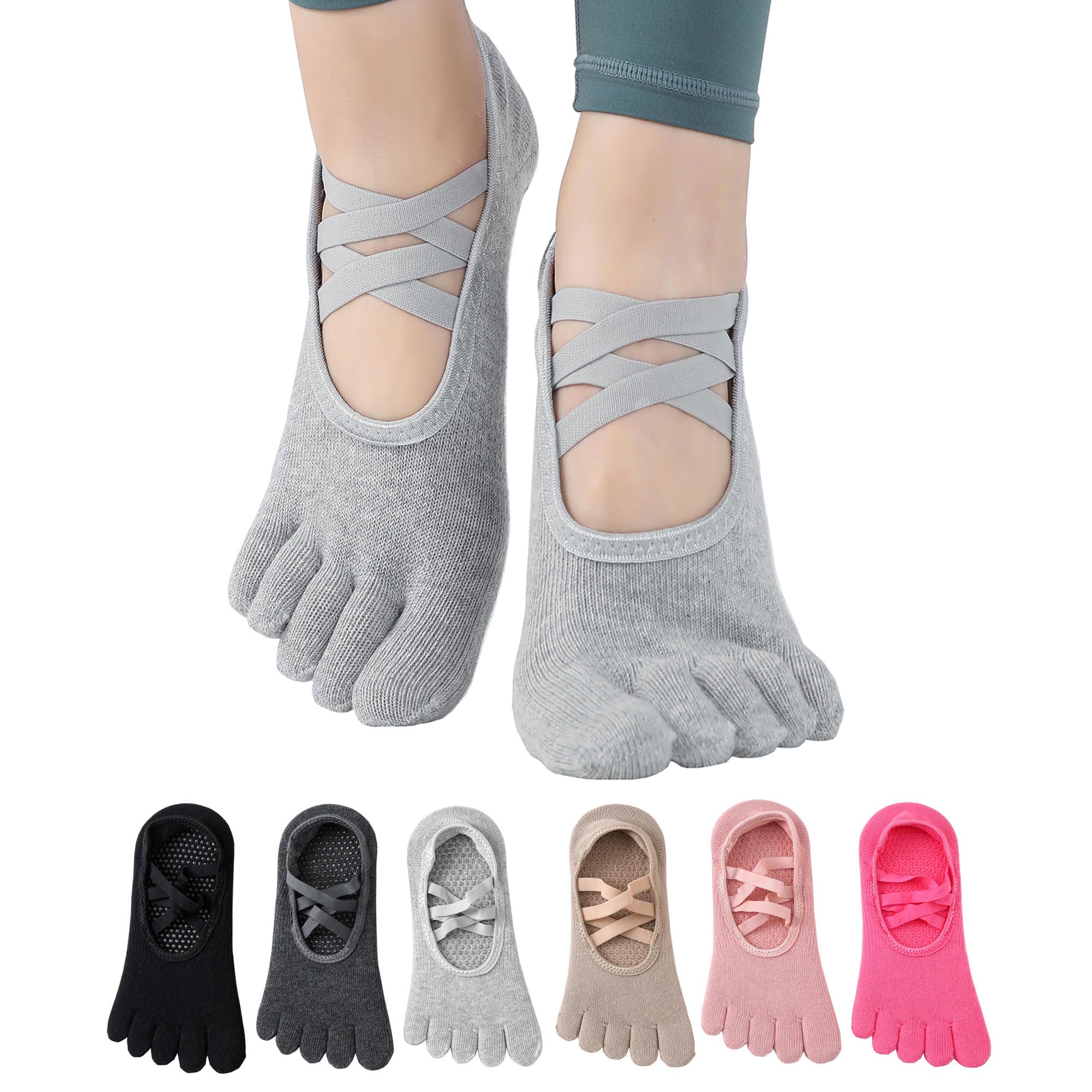 SPENCIAL'S Women Non Slip Yoga Socks With Grips,Cotton Pilates Sports Athletic Dance Short Socks for Girls Ballet Pratice