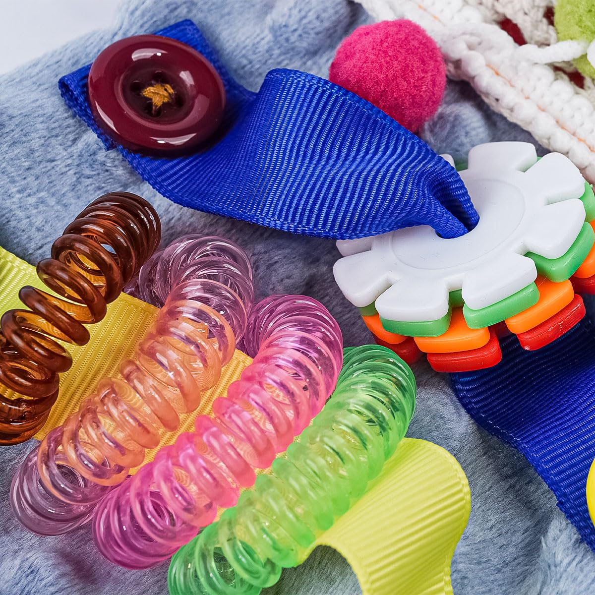 attività per Adulti con demenza Cuscino, Cuscino di Peluche, Federa per Braccio sensoriale tattile, Cuscino di decompressione con Gadget tattili, Azzurro Cielo