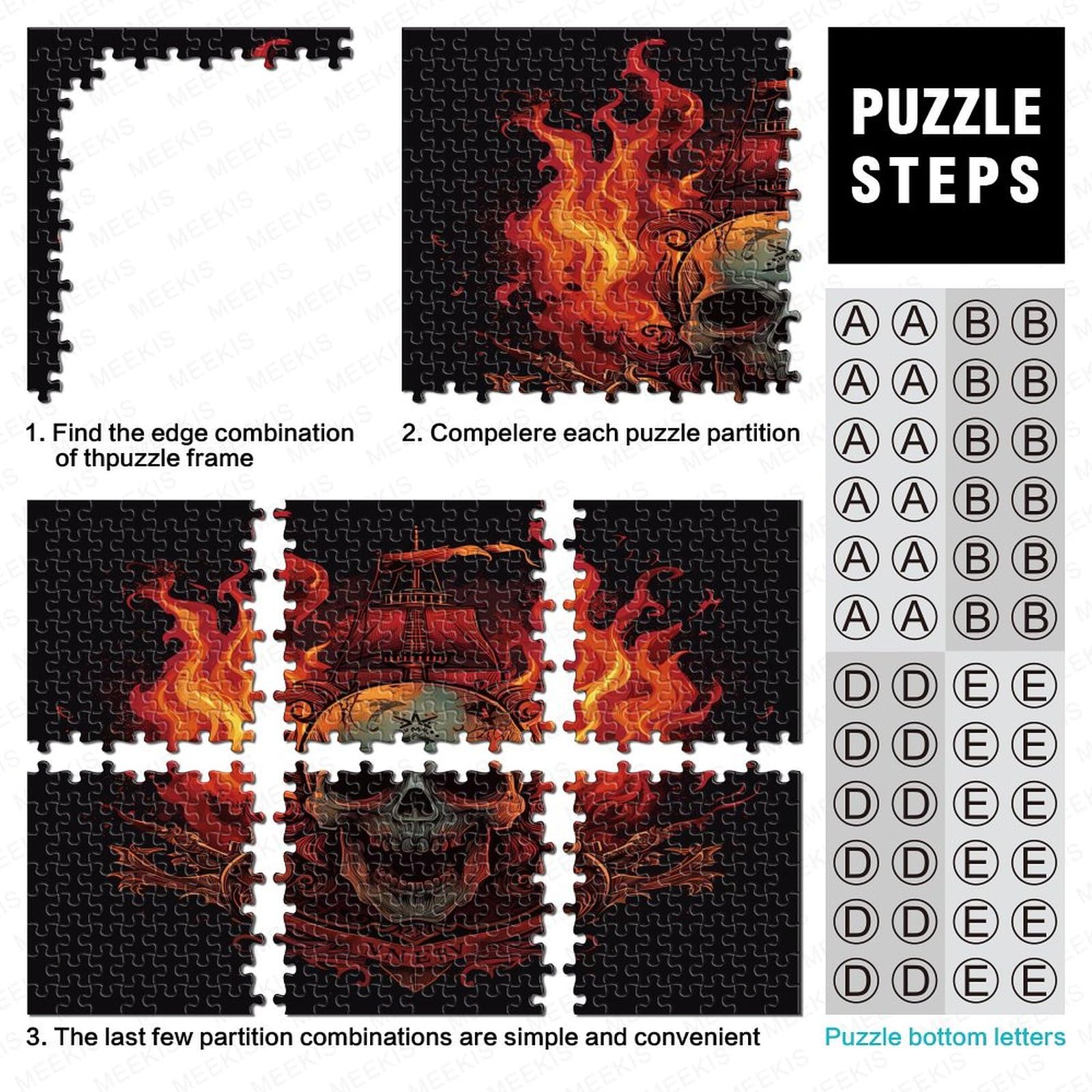Czaszka Puzzle 1000 sztuk Puzzle 1000 sztuk dla dorosłych Edukacja Puzzle Wymagająca gra dla dorosłych Dekoracja domu 1000 sztuk (75 x 50 cm)