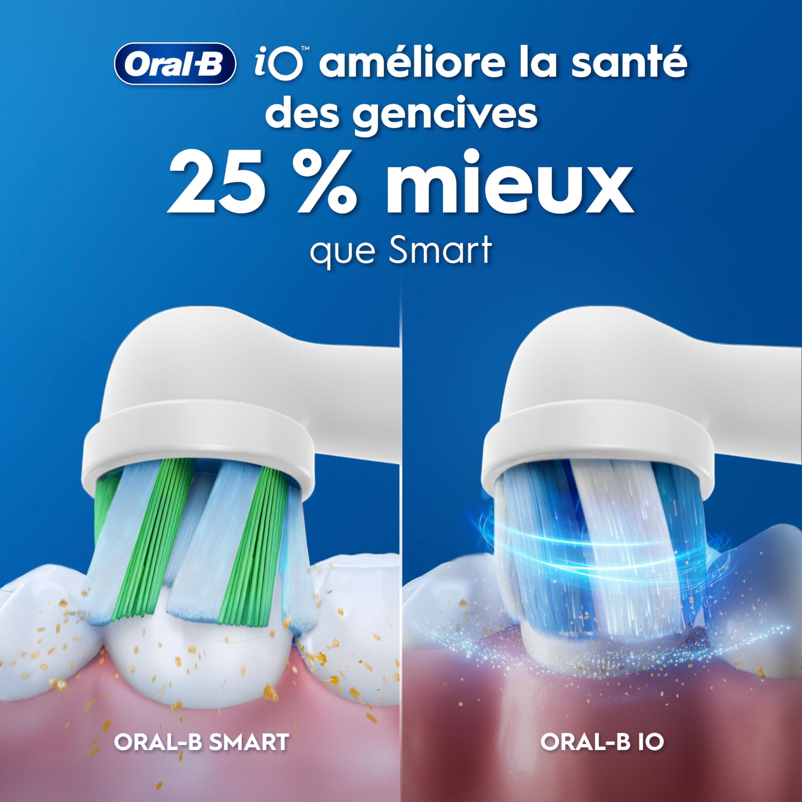 Oral-B Brosse à Dents Electrique iO 3 avec 1 Brossette de Rechange, Rose – 3 Modes de Brossage Silencieux dont Douceur et Blancheur, Capteur de Pression sur les Gencives, Batterie Rechargeable