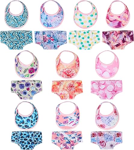 SOTOGO 20 piezas de pañales para muñecas, ropa interior, baberos para muñecas, accesorios para muñecas de 14 a 18 pulgadas y muñecas americanas