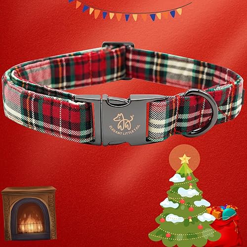 Miniatura 3 de Elegant little tail Collar para perro, collar de Navidad a cuadros rojos para mascotas, lindos collares para perros machos o hembras, regalo