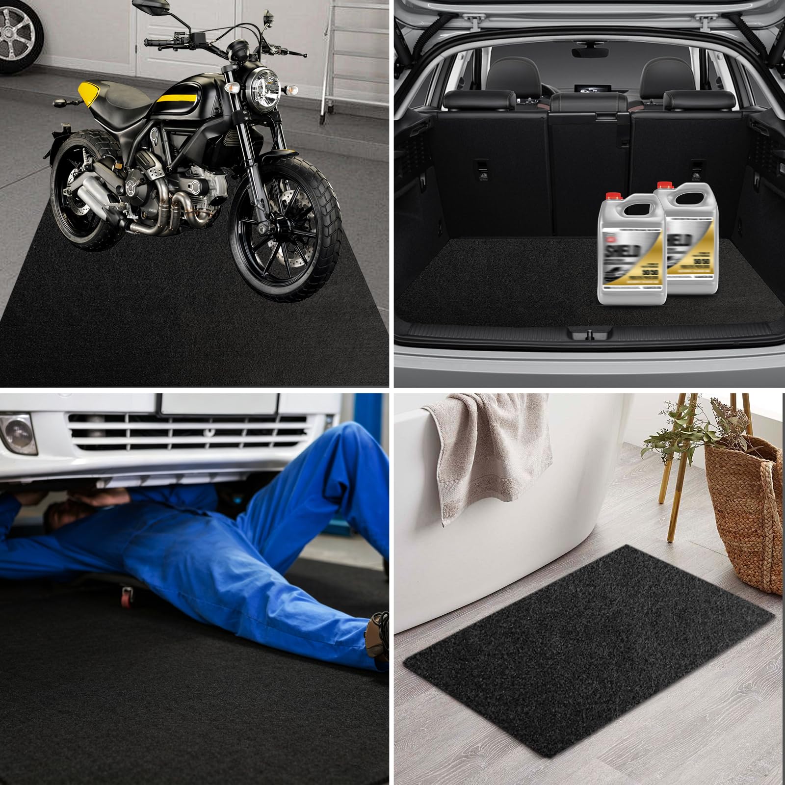 Mata do zbierania oleju, garażowa, mata olejowa, do garażu i motocykli, 6,5 mm, wodoszczelna, antypoślizgowa gumowa podstawa, nadaje się do prania i wielokrotnego użytku