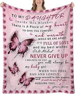 Daughter Blanket from Mom, Daughter Gifts for Birthday, Gifts for Daughter Graduation Blanket, Mother to Daughter Throw Blanket 60"x50"