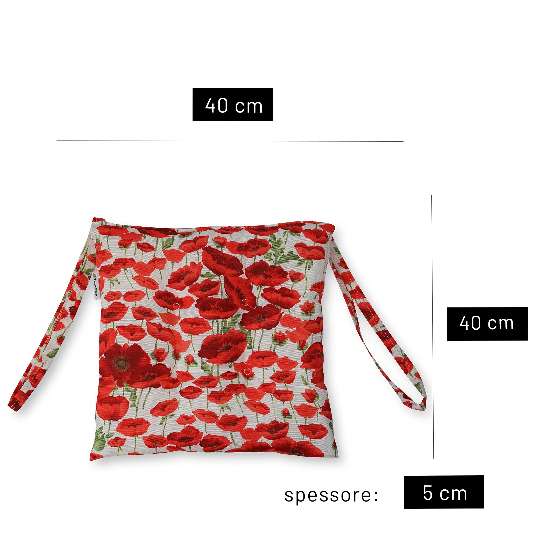 Cuscini per Sedie - Set da 4 Cuscini - 100% Made in Italy - Ideali per interni (cucina, sala da pranzo) ed esterni (cortile, giardino)
