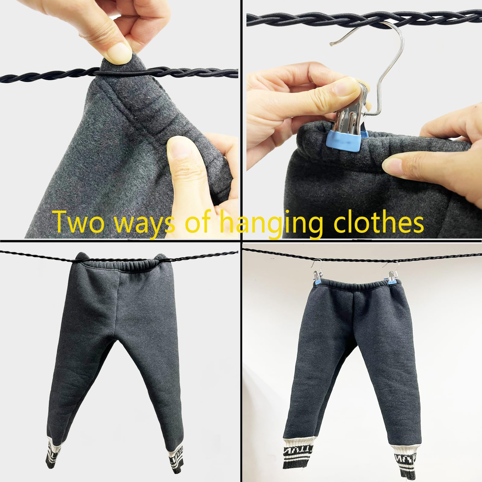 Filo Stendibiancheria Portatile E Retrattile Da Viaggio Con 12 Clip E Ganci - Antivento (estendibile Fino A 360 Cm)