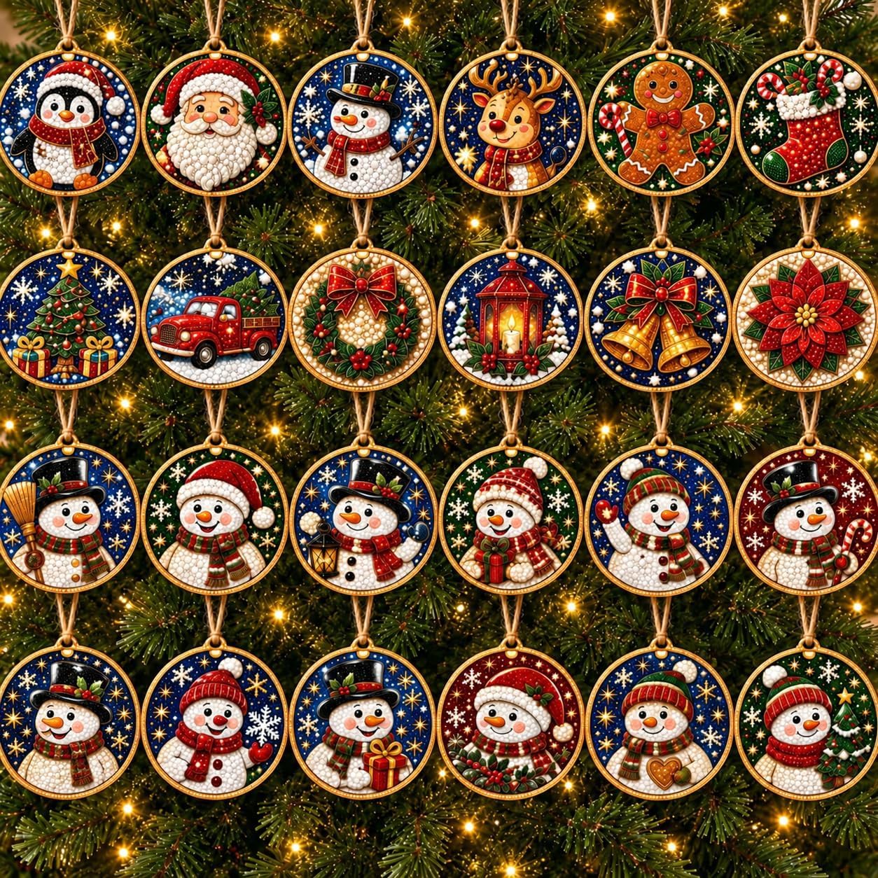 24PCS Diamond Art Christmas Baubles, DIY Pearl Diamond Art Kits,#A — image 1
