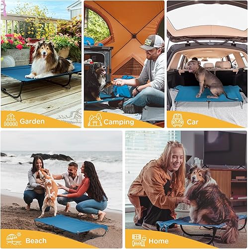 Miniatura 7 de Cama plegable elevada para perros, catre grande para perros para exteriores, cama fresca a prueba de mordidos, portátil, resistente hasta 160
