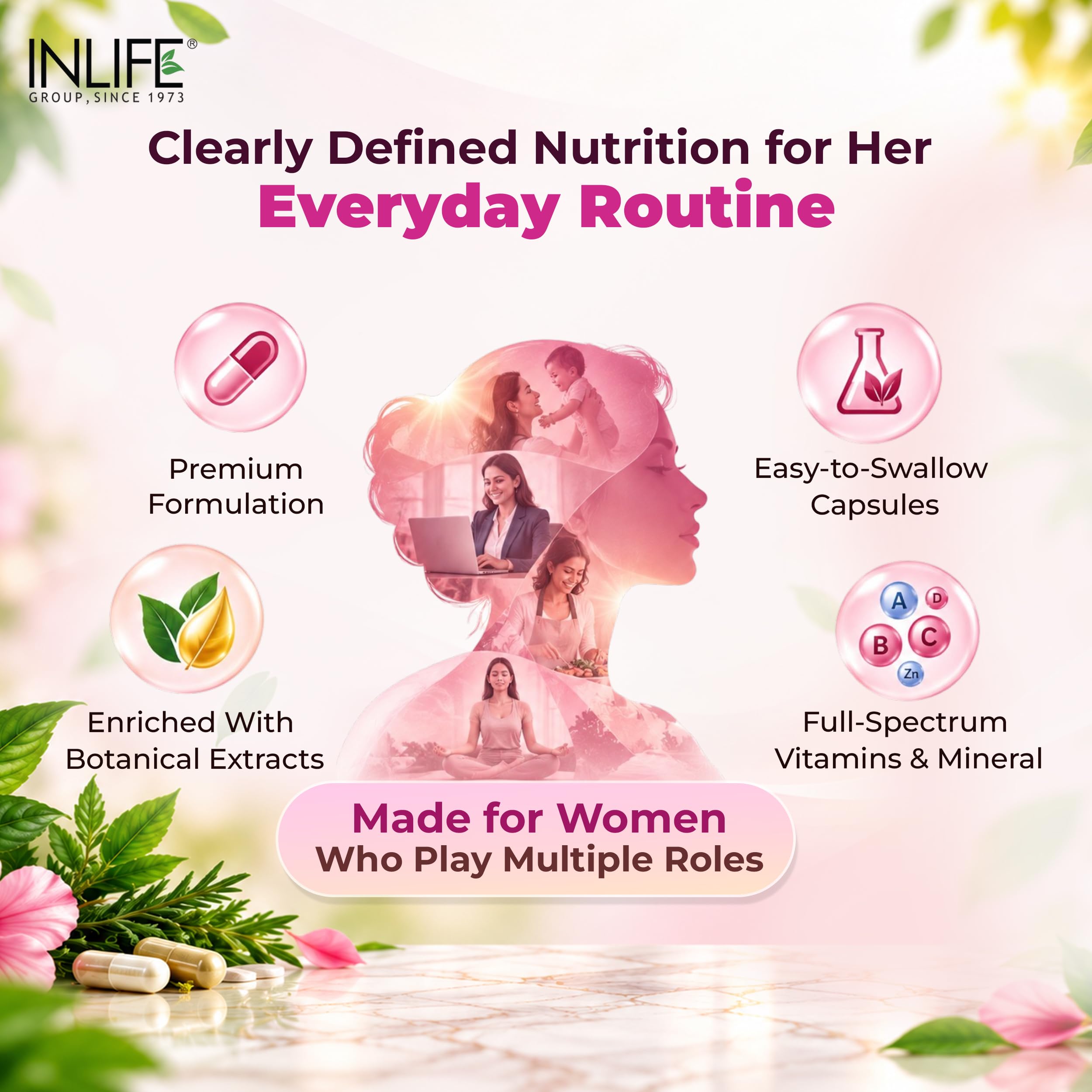 INLIFE Multivitamin for Women Supplement, Biotin D3 Calcium, 60 Veg Caps — Amazon image 8