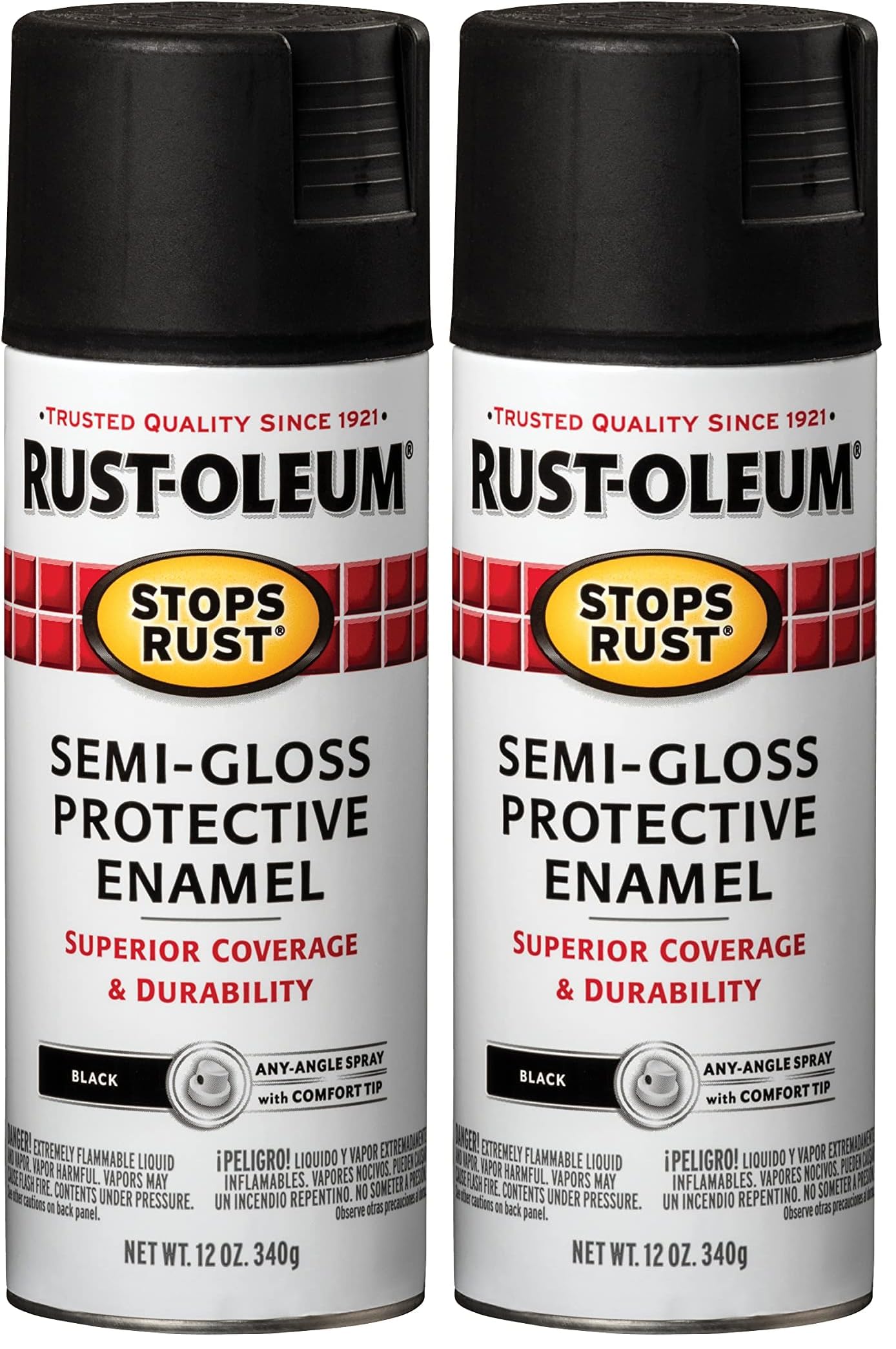 Rust-Oleum 7798830 Stops Rust Spray Paint, 12-Ounce, Semi Gloss Black (Pack of 2)