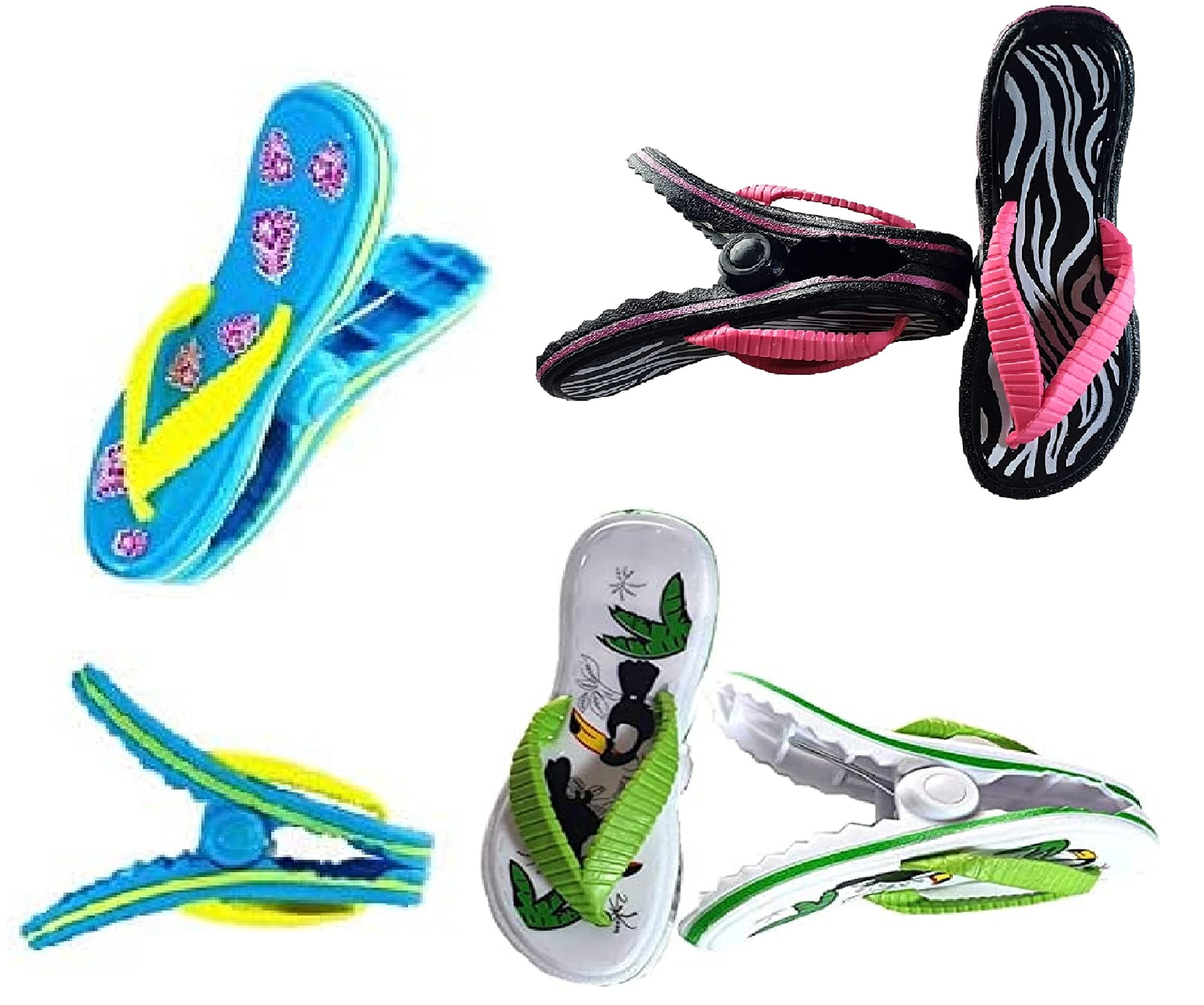 C&H Solutions Set 6 Clip Jumbo Per Spiaggia E Piscina – Design Cocco, Cactus E Occhiali Da Sole