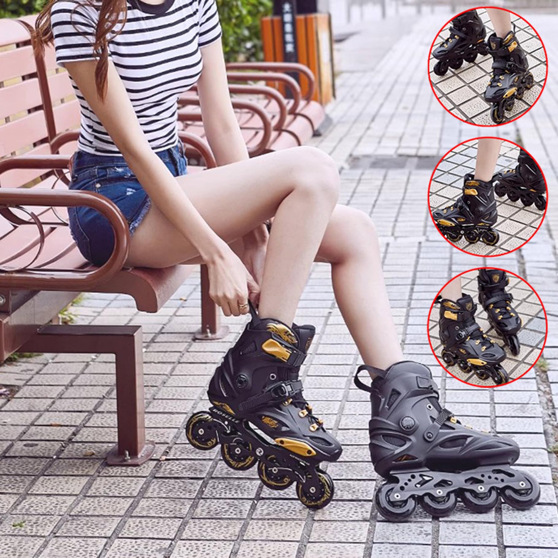 Patines En Linea Adulto, Patines sobre Ruedas, Patines 4 Ruedas Mujer Hombre para Exteriores, Patines Profesionales para Adulto Principiantes