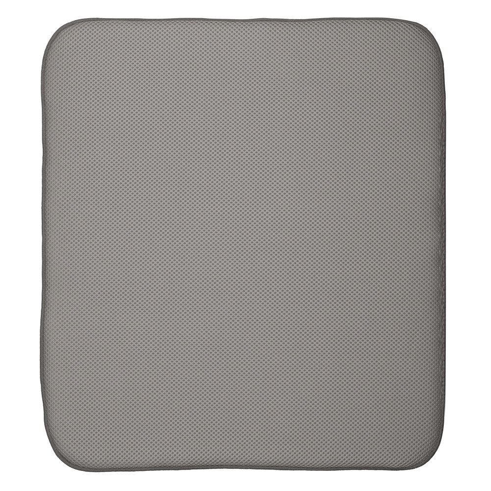 iDesign iDry Thick Dish Drainer Mat, Large Quick-Drying Draining Board Mat, Made of Polyester, Pewter/Ivory