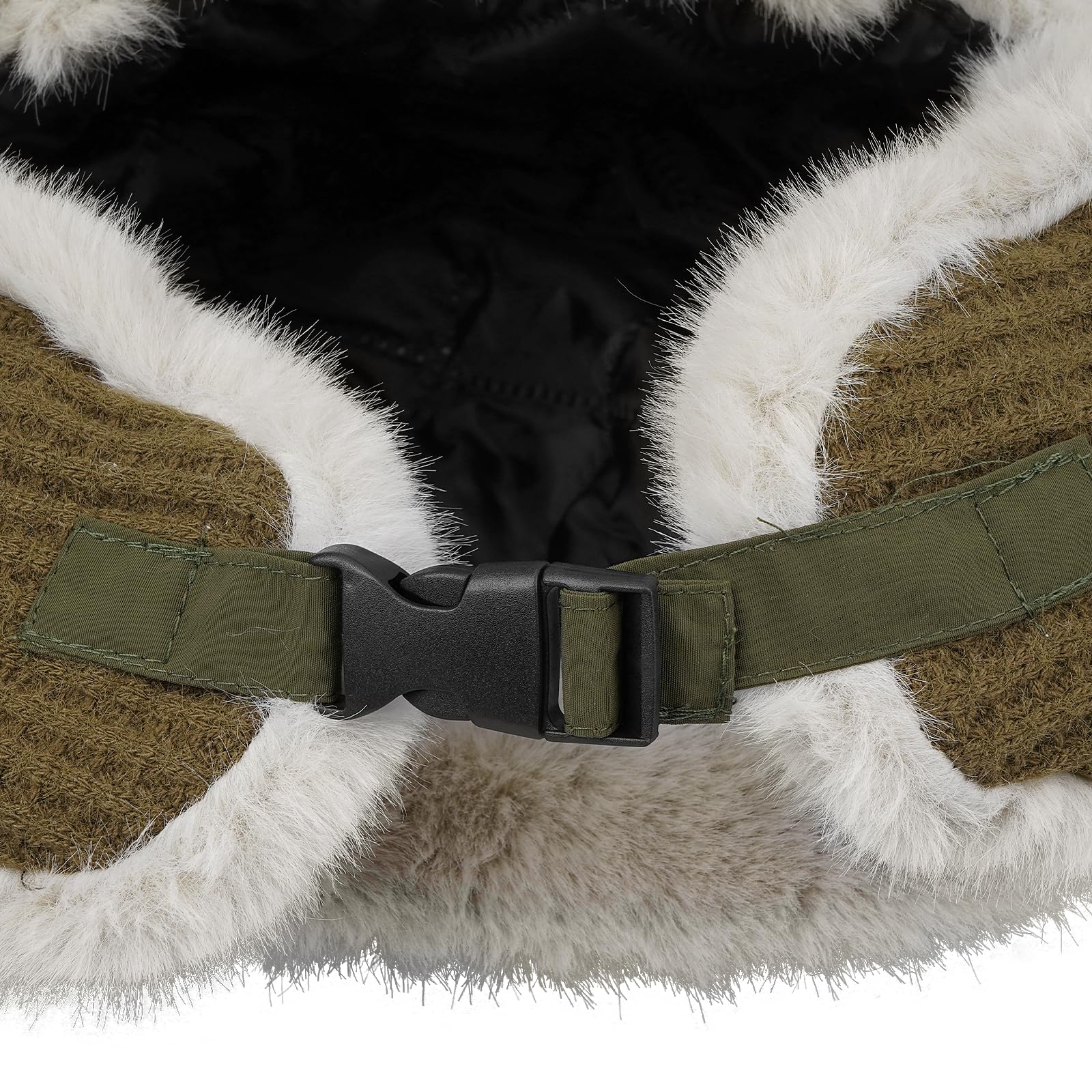 czapka zimowa, Zimowa ciepła czapka traperska ze sztucznego futra, typu bomber, wiatroodporna lotnicza z klapkami na uszy, męska(DPL4Green)