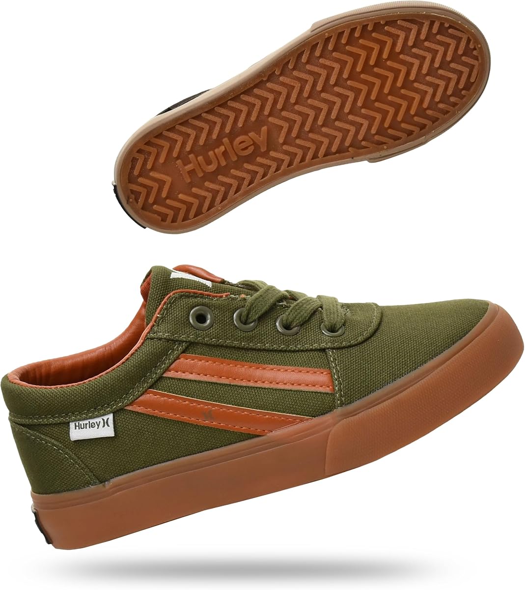 Hurley Boardy Kids Lace Up Canvas Sneakers - Zapatos de skate de corte bajo para niños, calzado deportivo para niños y niñas