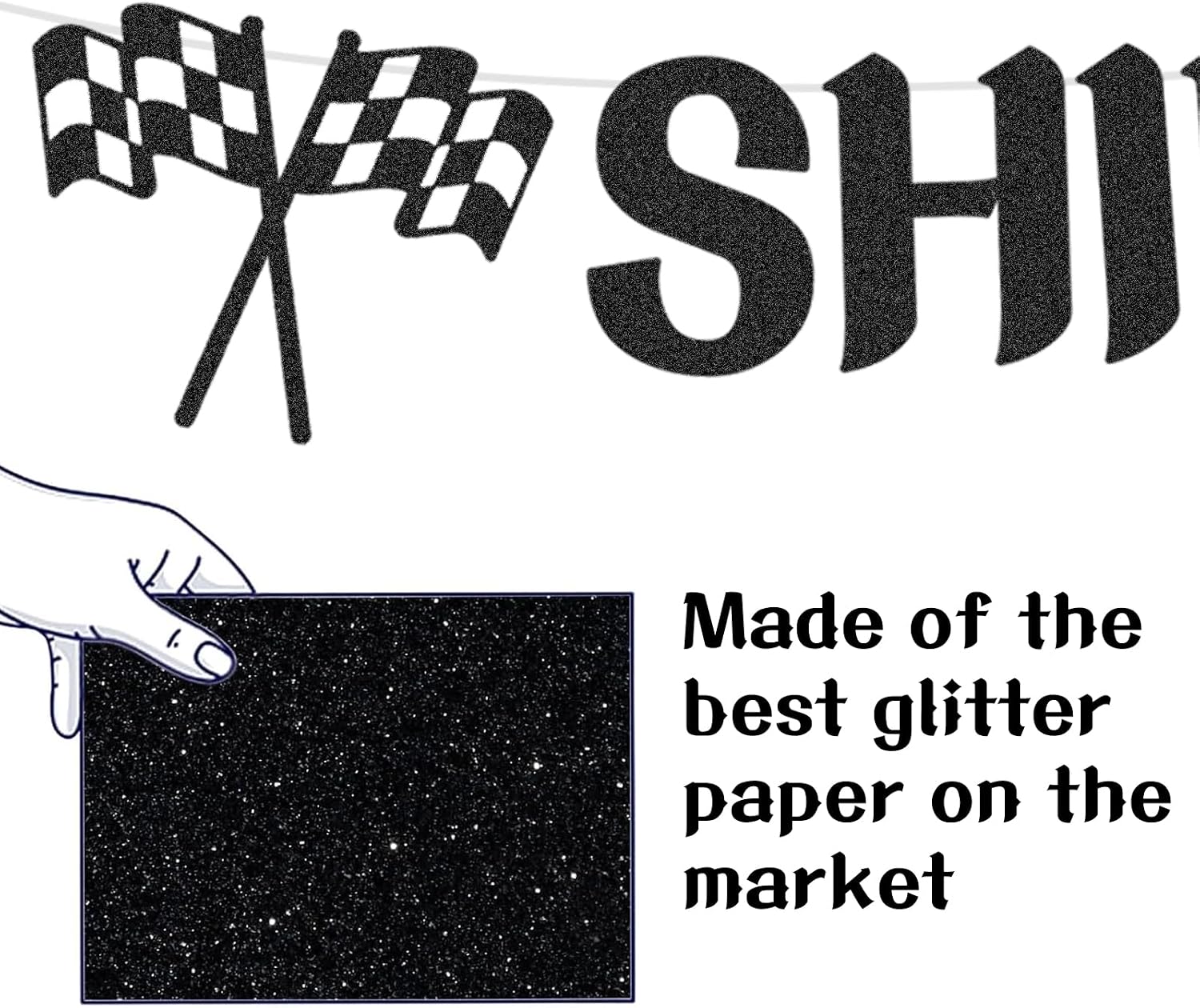 Flag Racing Cars Theme Fifth Birthday Banner, Shifting Into 5th Birthday Banner Decor Supplies for Boys, Cars Themed Birthday Party Decorations for Hanging Indoors & Outdoors