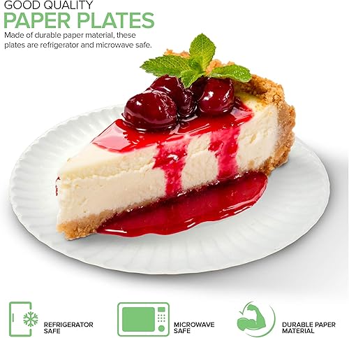 Miniatura 4 de Stock Your Home Platos de papel de 6 pulgadas sin recubrimiento, platos de postre desechables para todos los días, plato de papel de 6 pulgadas, a