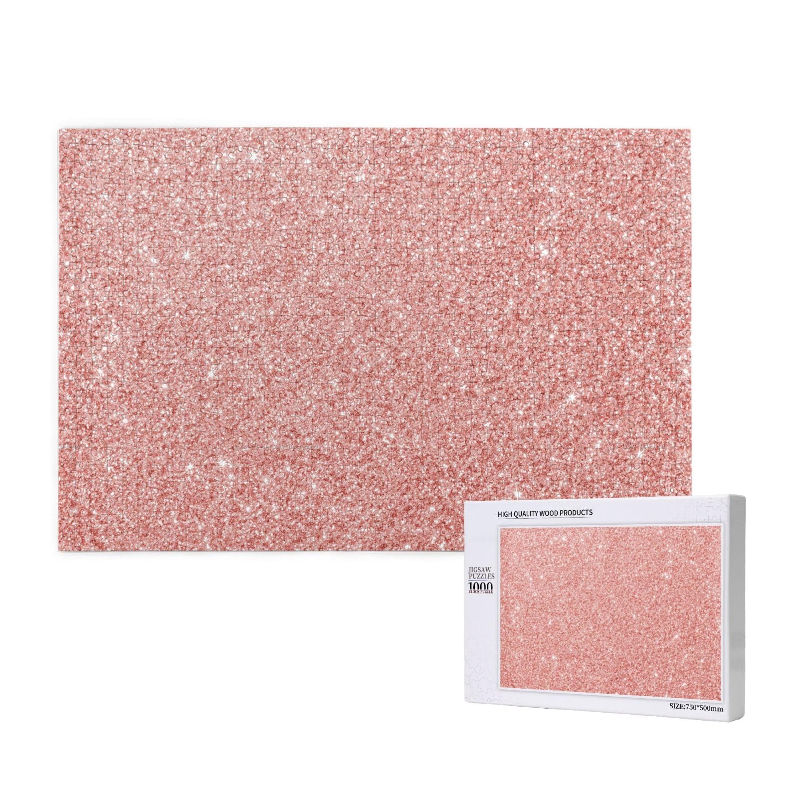 Gioco di puzzle per adulti, puzzle impegnativi, puzzle da 1000 pezzi, oro rosa e glitter rosa
