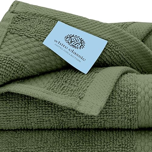 Miniatura 5 de White Classic Juego de toallas de lujo para baño, hotel, spa, cocina, de algodón egipcio, altamente absorbentes, calidad de hotel, juego a granel de