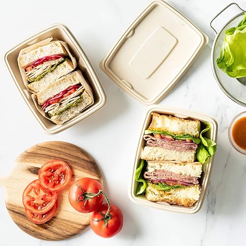 Miniatura 5 de Zume Tapa rectangular de recipiente de alta calidad ecológica desechable 24 onzas 32 onzas 254fl oz 338fl oz natural paquete de 100 unidades