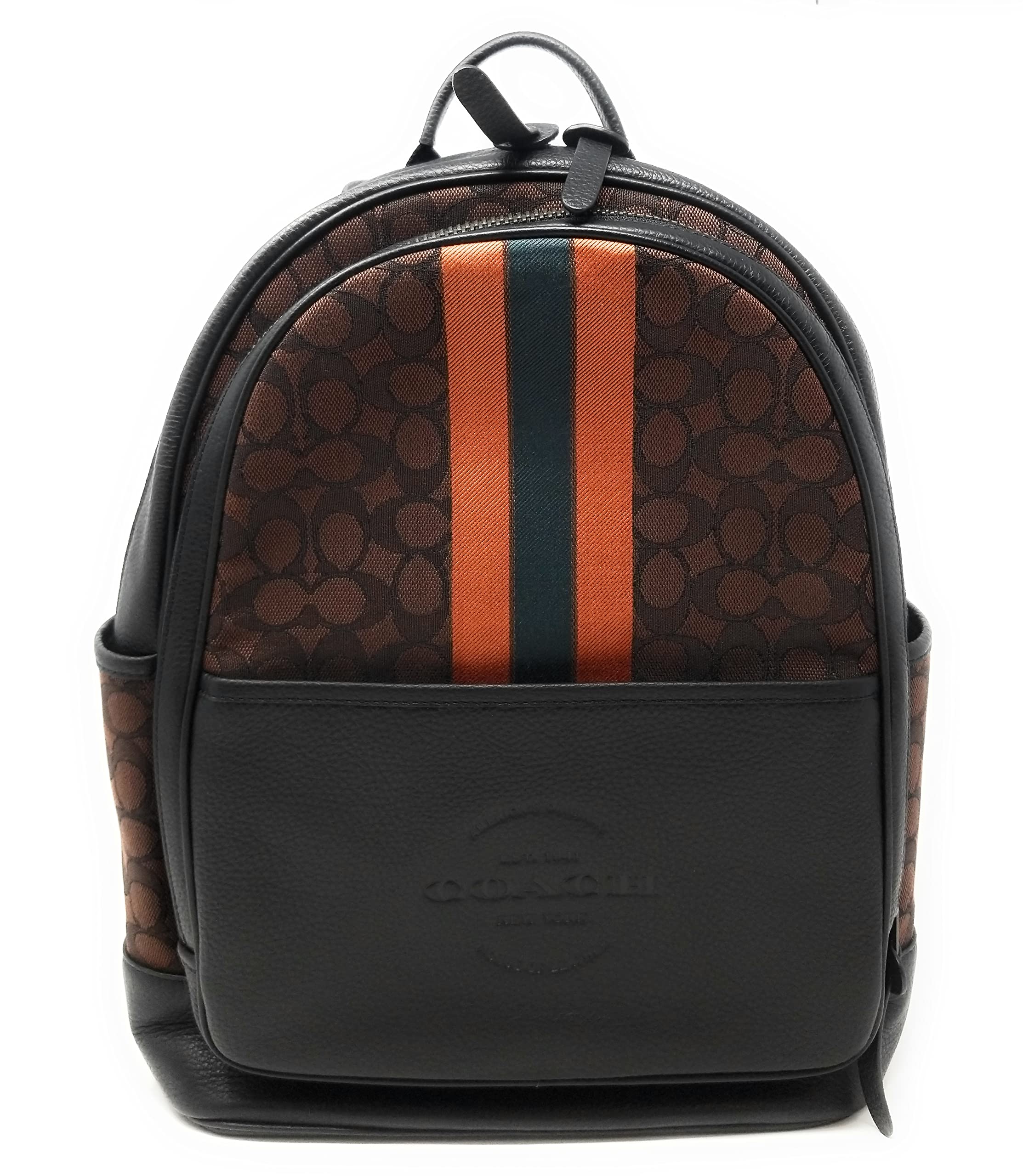 Buy Coach Men's Thompson Backpack In Signature Jacquard With Varsity Stripe (Mahogany Ginger