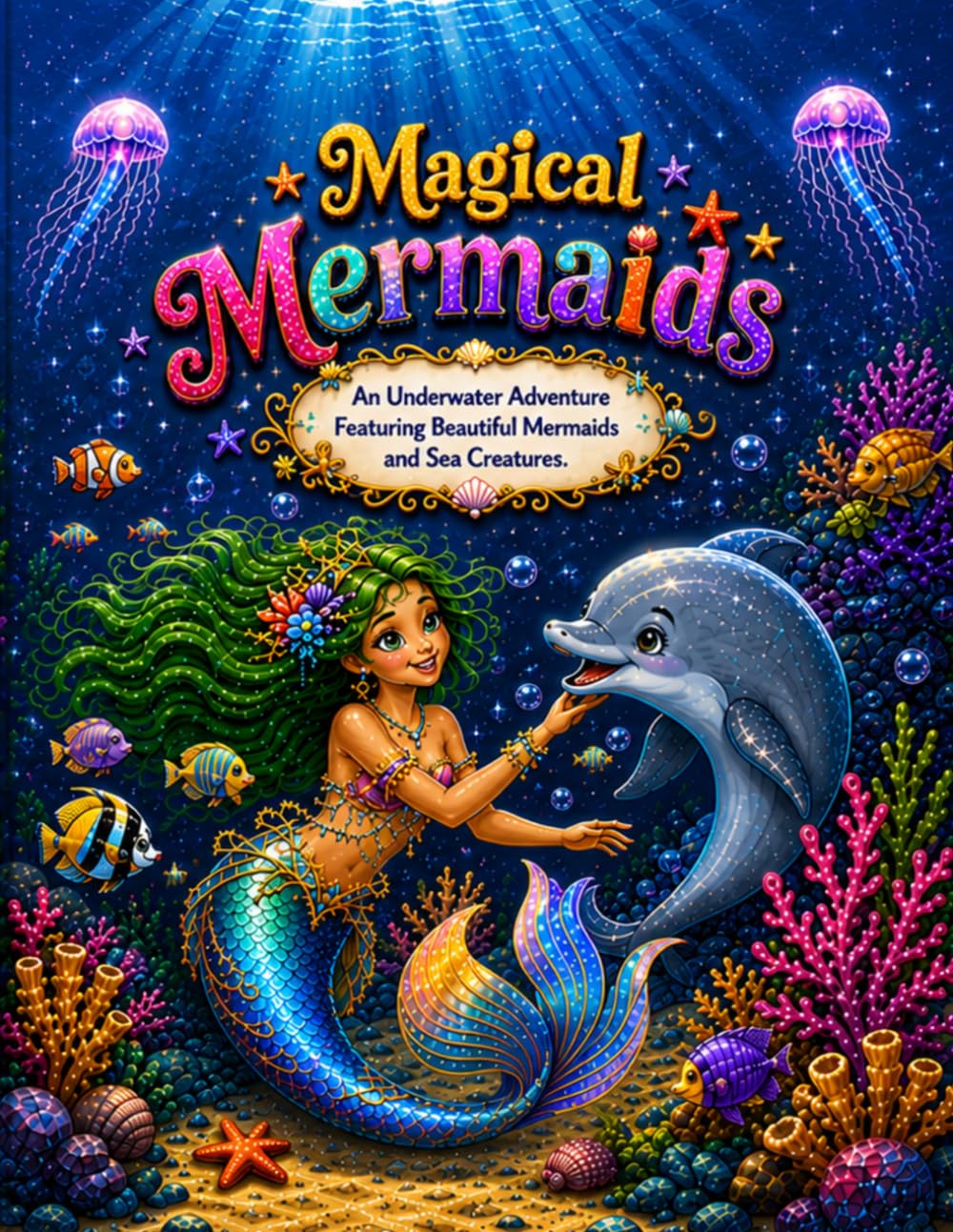 Magical Mermaid Coloring Book: An Underwater Adventure Featuring Beautiful Mermaids and Sea Creatures (Kids Coloring Books)