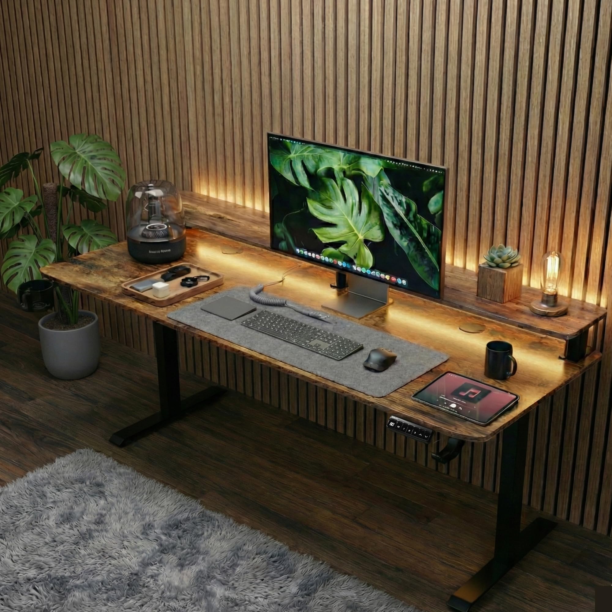Momentum Electric Height Adjustable Standing Desk with Monitor Riser, with One Piece Top, Advance 3 Memory Presets, 5 Year Warranty (Rust, Top - 140cm)-image-43