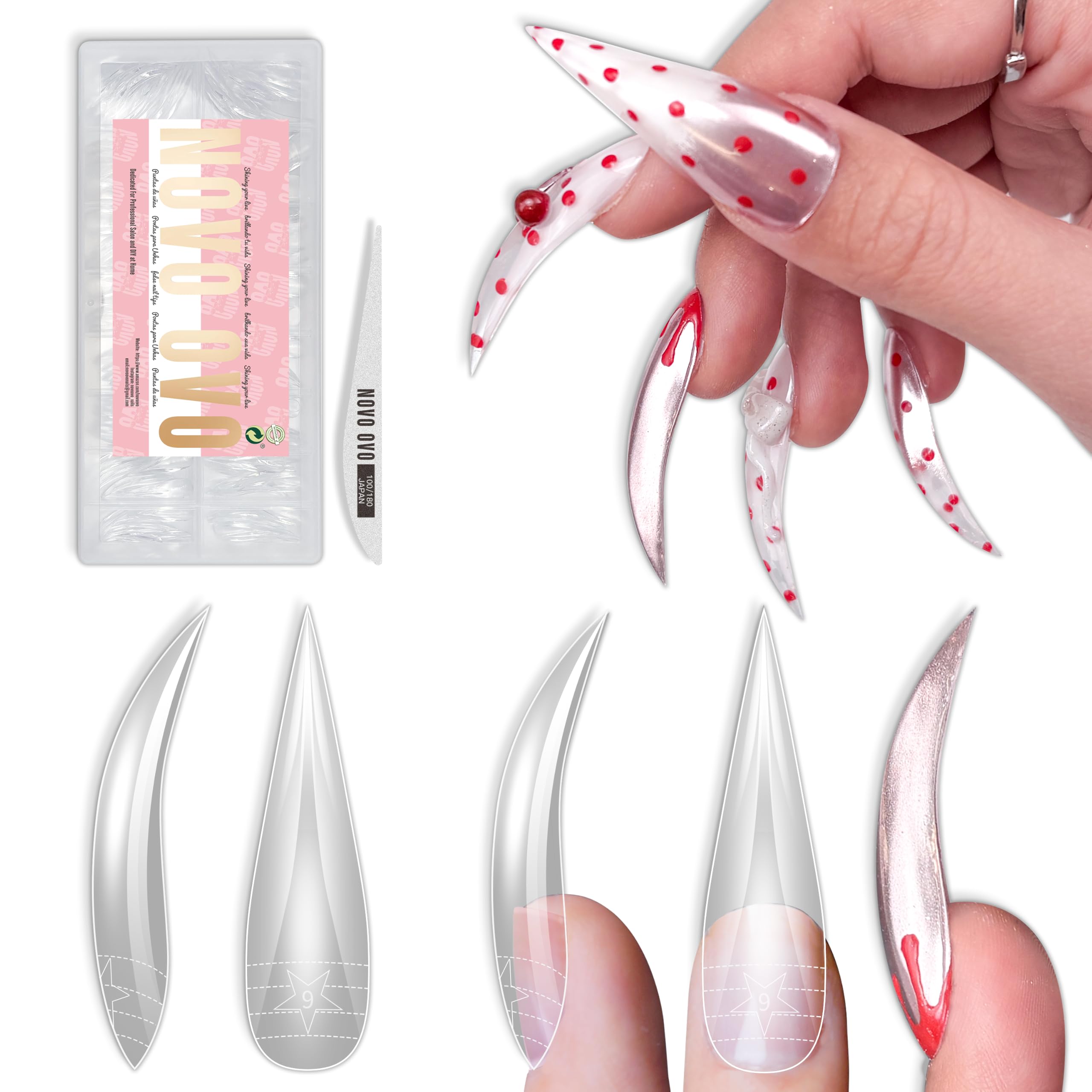 Amazon | NOVO OVO Halloween Eagle Claw 3D Nail Tips with Thin Nail