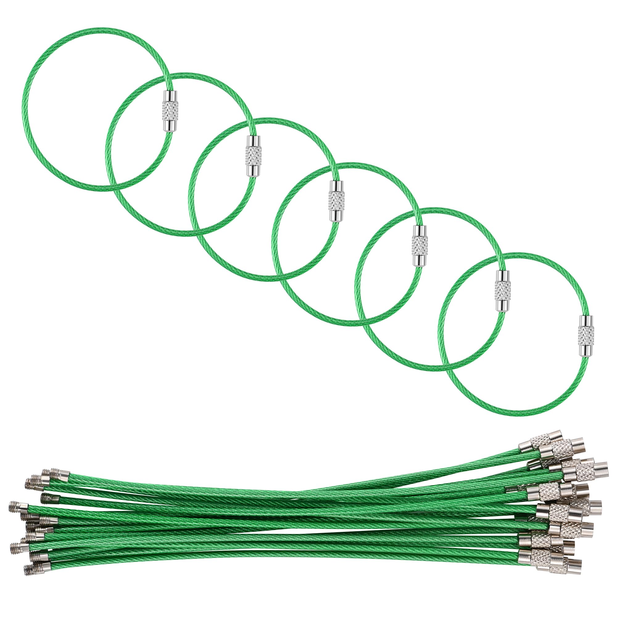 5.9in/15cm Stainless Steel Keychain Cable,Wire Diameter 2mm Metal Key Ring Loop,20 Pieces