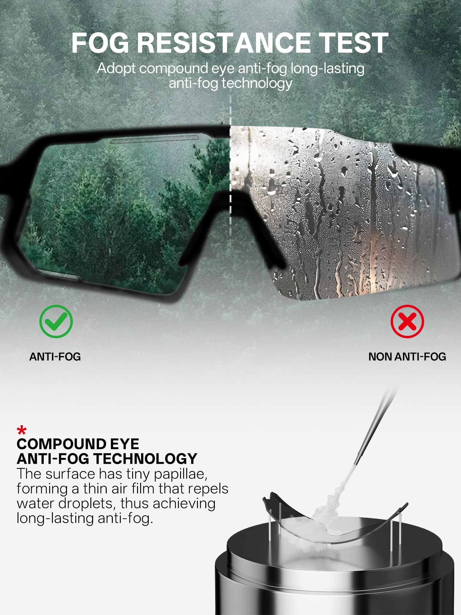 KAPVOE Anti-Beschlag Selbsttönend Fahrradbrille Herren Damen Photochrome Schnelle Brille Sport Sonnenbrille Klar Rennrad Brille Radbrille Sportbrille MTB K164 - 2