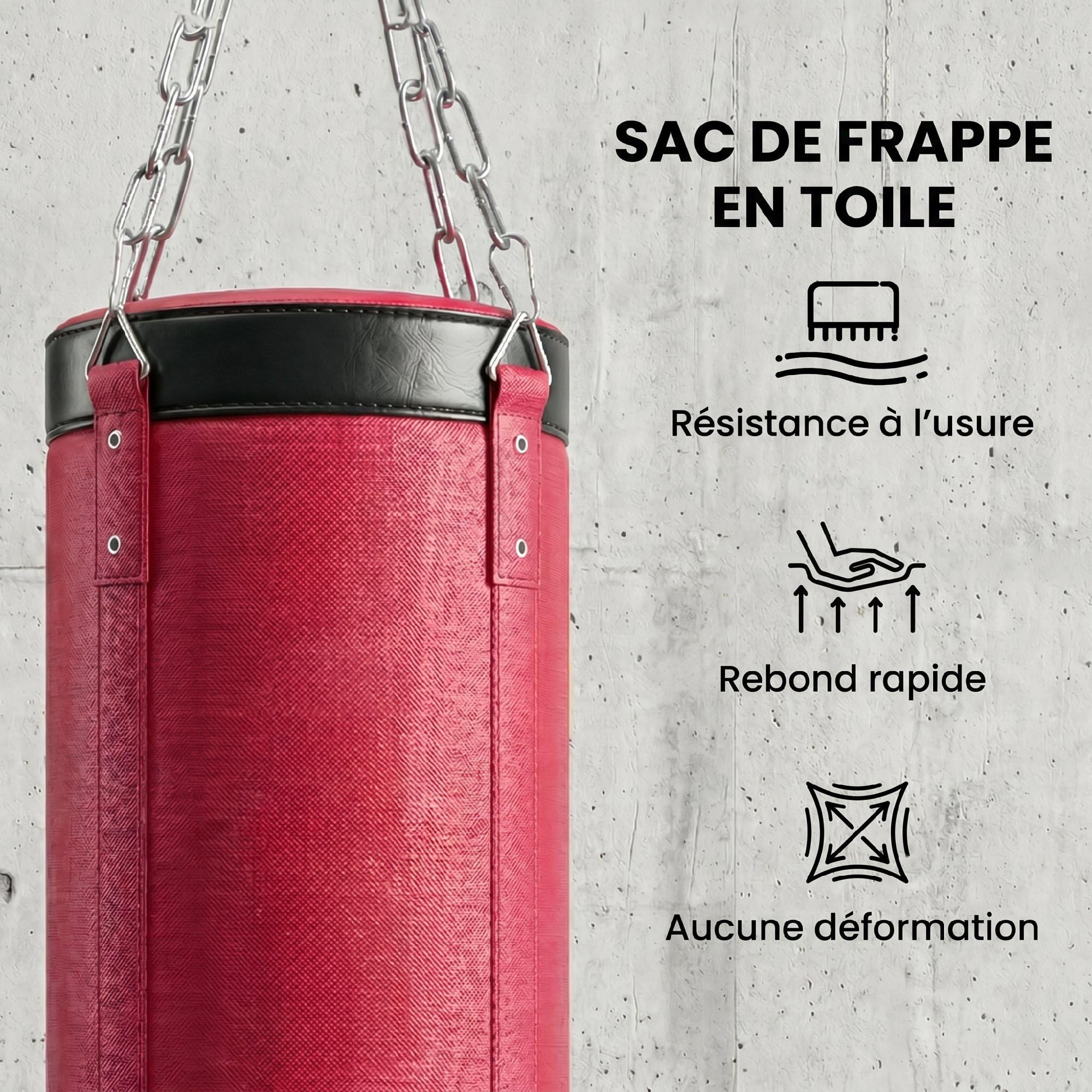 SPORTNOW Support Sac de Frappe Autoportant avec Sac de Sable et Base Lestée - Station de Boxe Réglable en Hauteur Robuste en Acier - Équipement de Sport à la Maison pour Adulte MMA Kickboxing, Rouge
