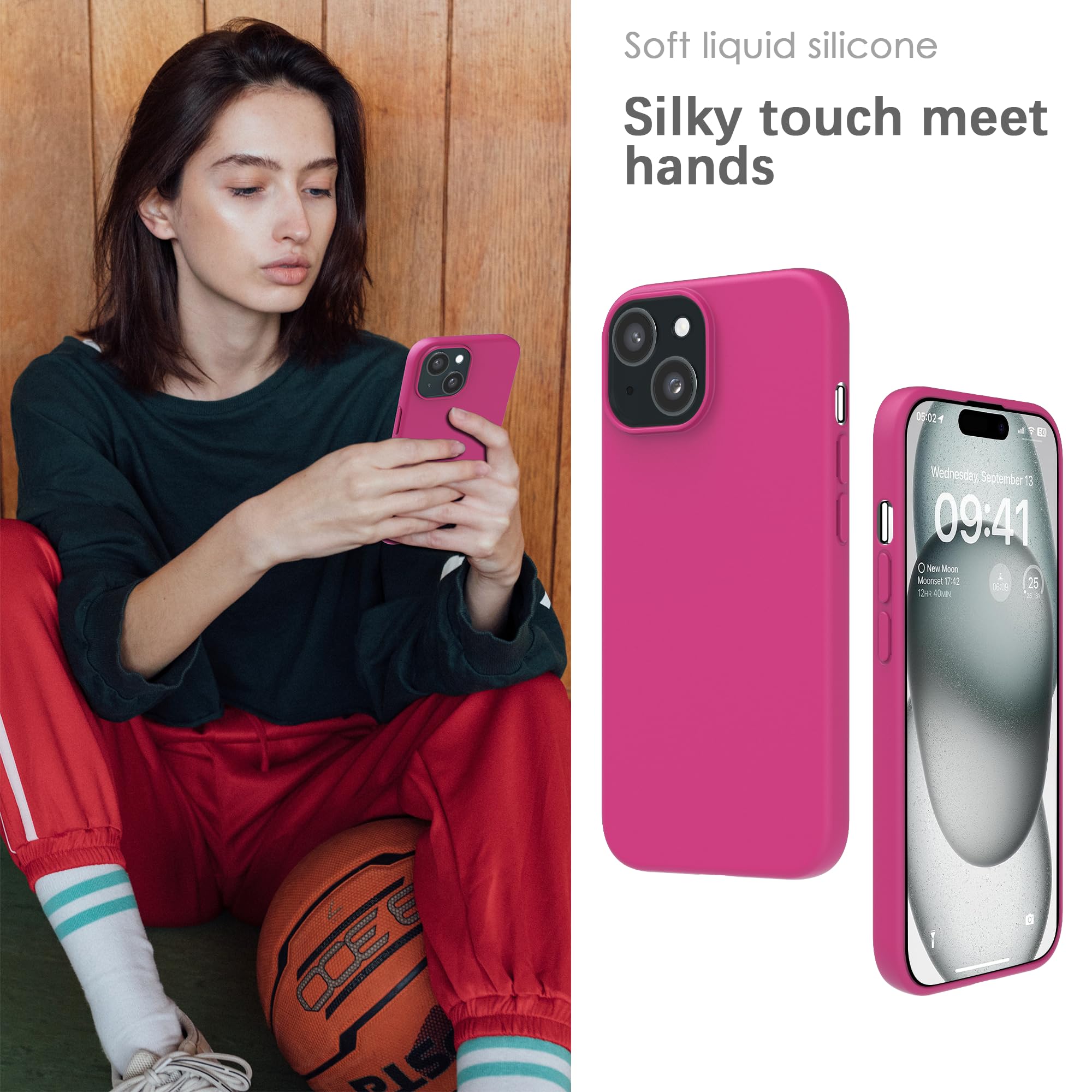 YATWIN Silicone Case for iPhone 15 Plus, Soft-Touch, Shockproof, DustProof - Image 4