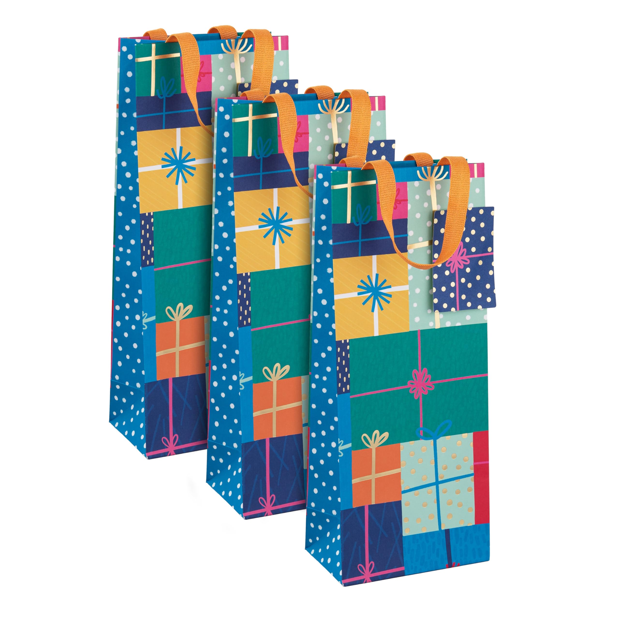 Hallmark Bottle Bag Bundle, Pack of 3 in 1 Design, Birthday, Christmas, Celebration