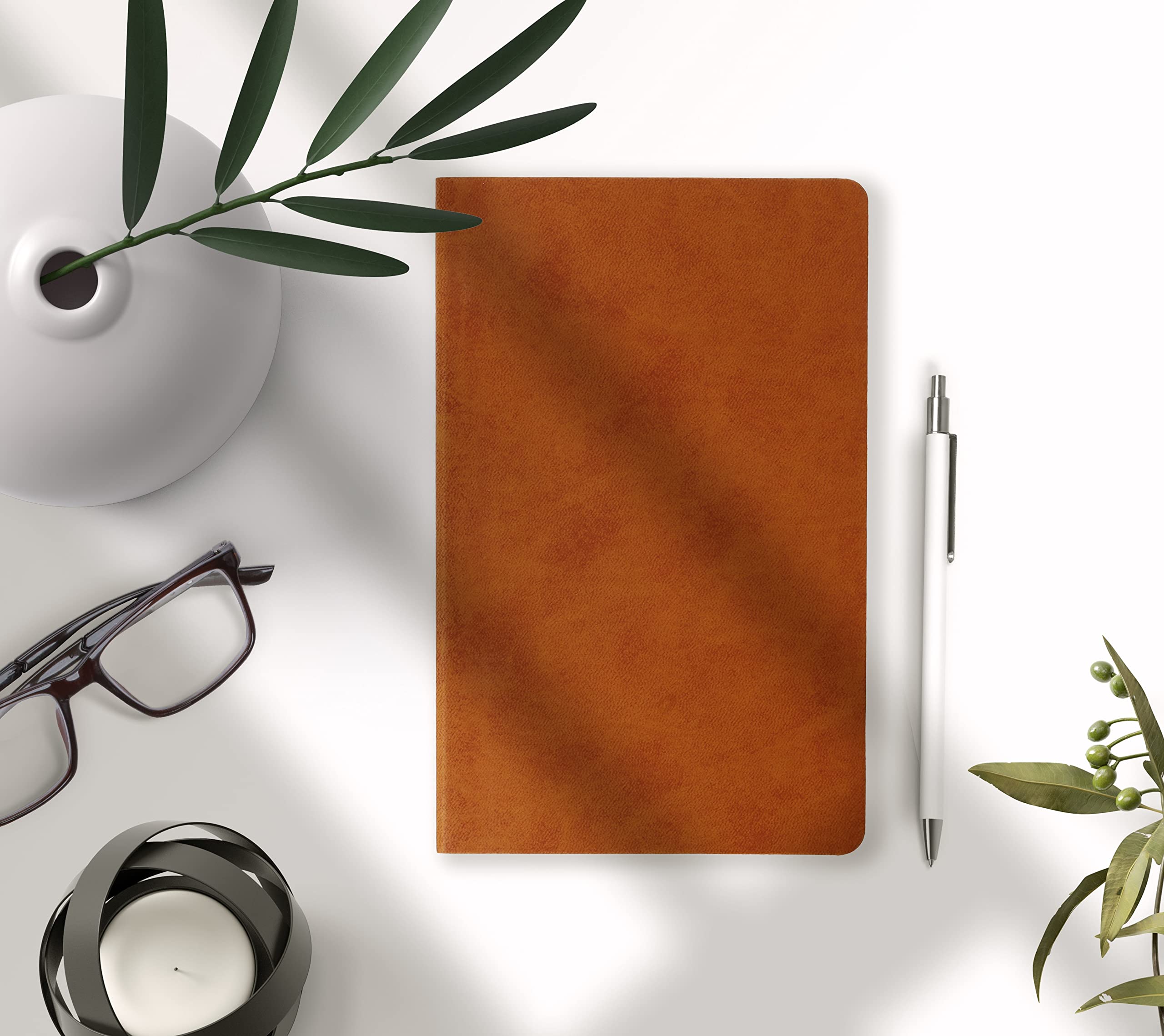 Fark Tanıtım Çizgisiz Not Defteri, Taba Termo Deri Kapaklı Defter, 128 Yaprak A5 Defter, Ofis ve Kırtasiye (14cm x 21 cm) (Taba Kapak)