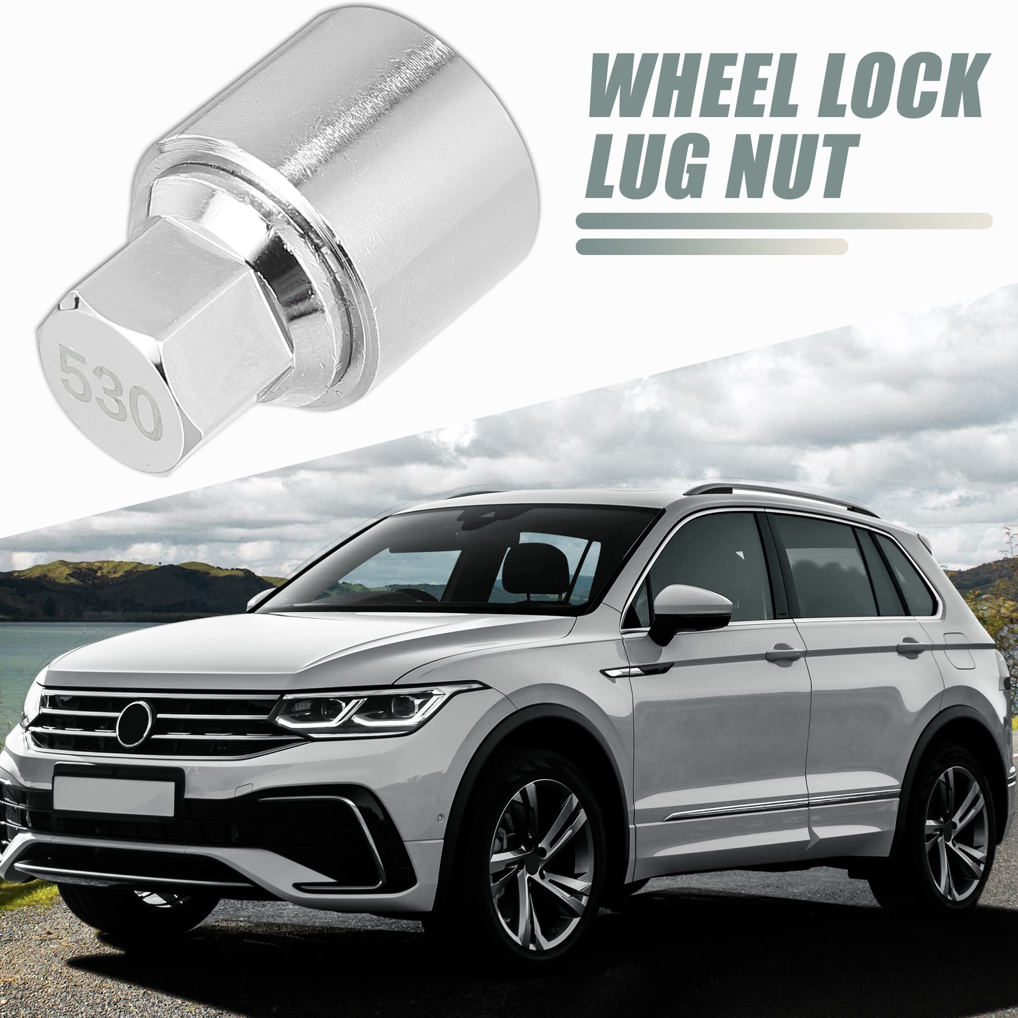 X AUTOHAUX 530 Clé Démontage Écrou Antivol Roue Pour VW Touareg 1pc | Métal, Argenté, Pour VW Scirocco Magotan Phaeton Tiguan, 4.1x2.9cm, Int. 2.4cm, Antirouille, Durable