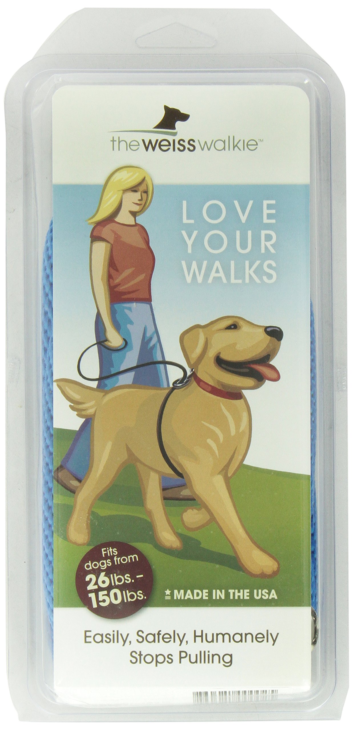 The Walkie No Pull Hundeleine, sanft, effektiv, fördert lockeres Gehen mit der Leine, Blau, Größe L, für Hunde von 11,3 kg bis 68 kg