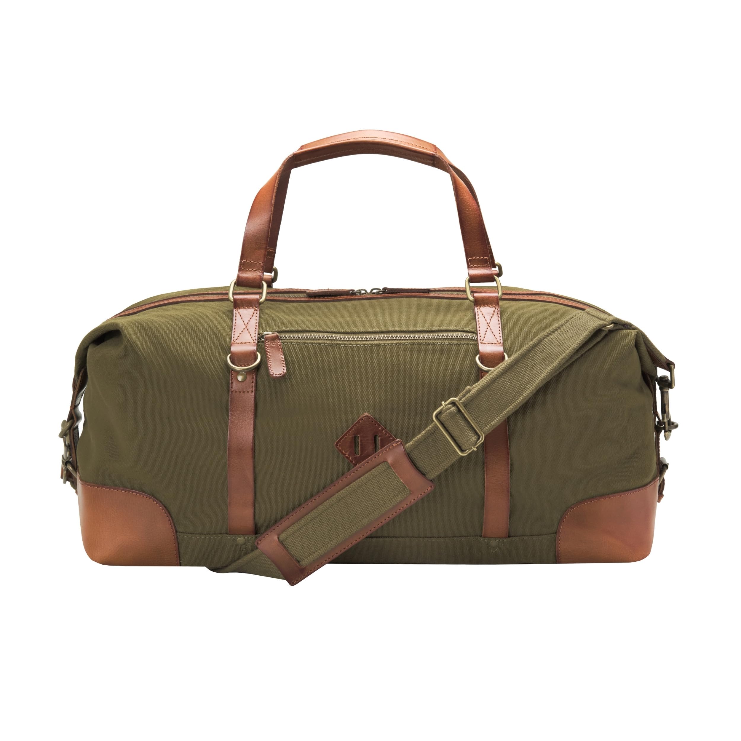 DRAKENSBERG Reisetasche 'Sam' - Weekender, Wochenend- und Sport-Tasche im Vintage-Retro-Design, Damen, Herren, nachhaltig handgemacht, Canvas, Leder, 50L, Olivgrün, DR00143