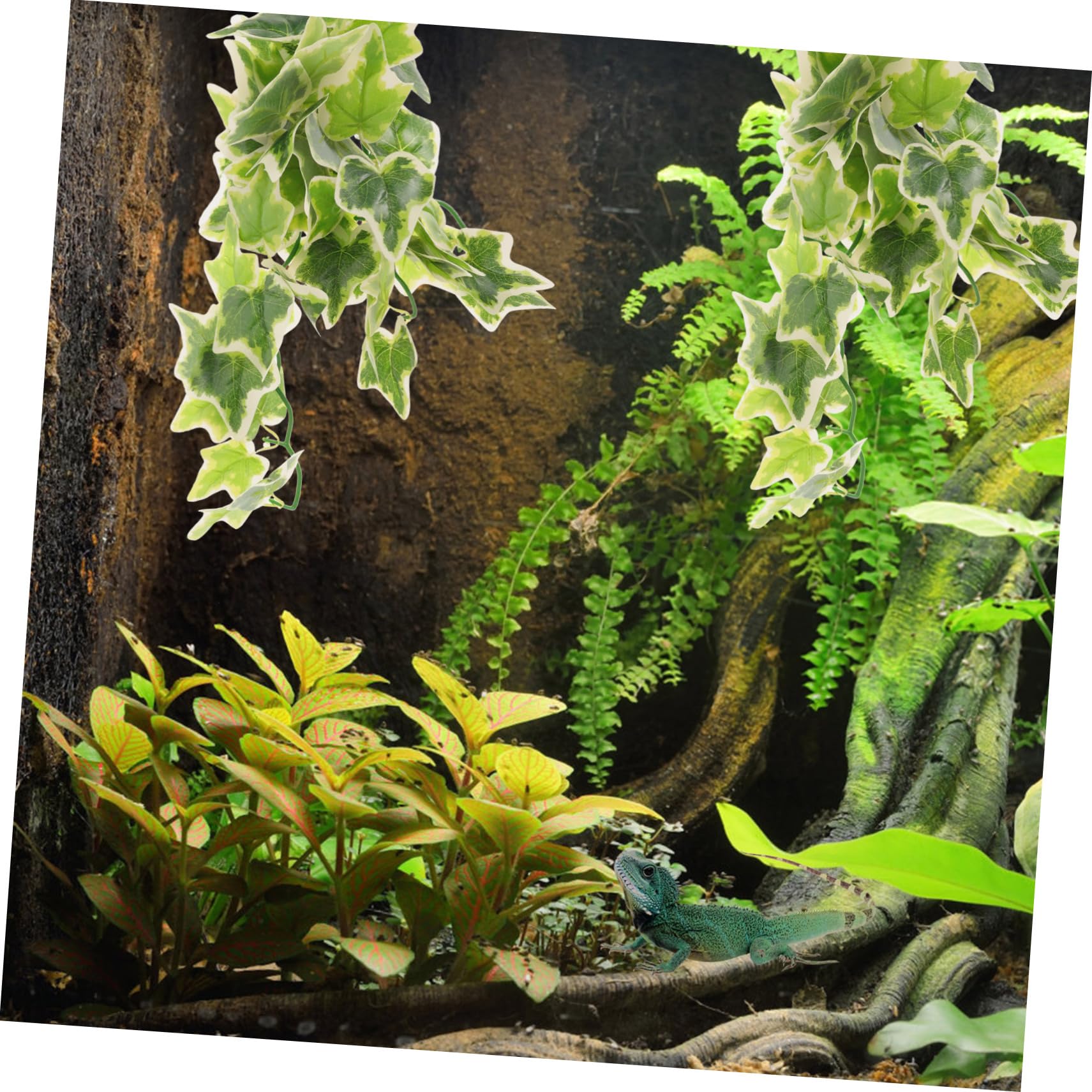 ibasenice 5 Pezzi rattan artificiale pianta Rettili Alto impostore arredamento di terrario rettile piccolo acquario piante acquatiche finte arredamento del terrario del deserto plastica