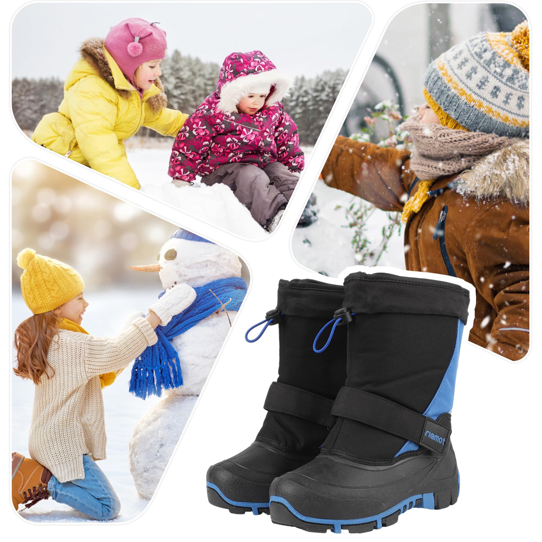riemot Enfant Bottes de Neige Garçon Fille Imperméable Chaussures d'hiver Chaudes Antidérapantes Bottes Bottines de Randonnée Boots de Trekking Outdoor