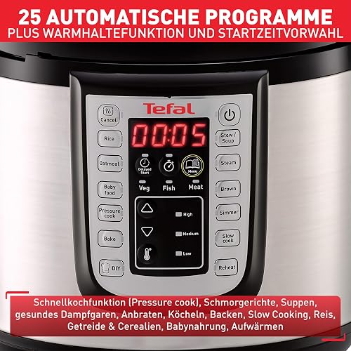 Tefal Fast and Delicious CY505EF0 Multicooker, Pressure Cooking, Fast, Multifunctional, 25 Programs, 6L, 6 People, Black Stainless Steel - 6