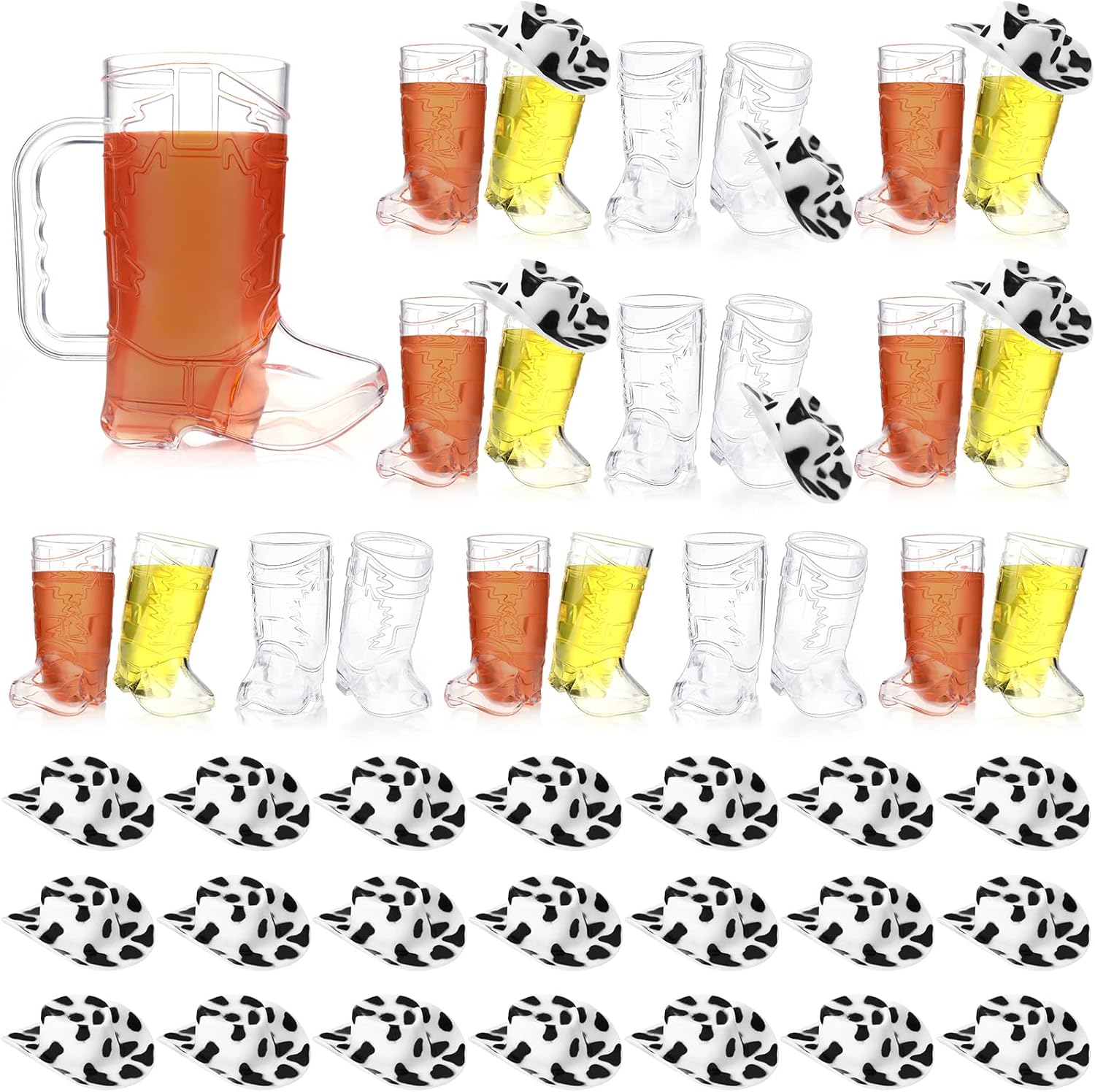 67 Pcs Cowboy Boot Shot Glasses Set Include 30 Pcs 1oz