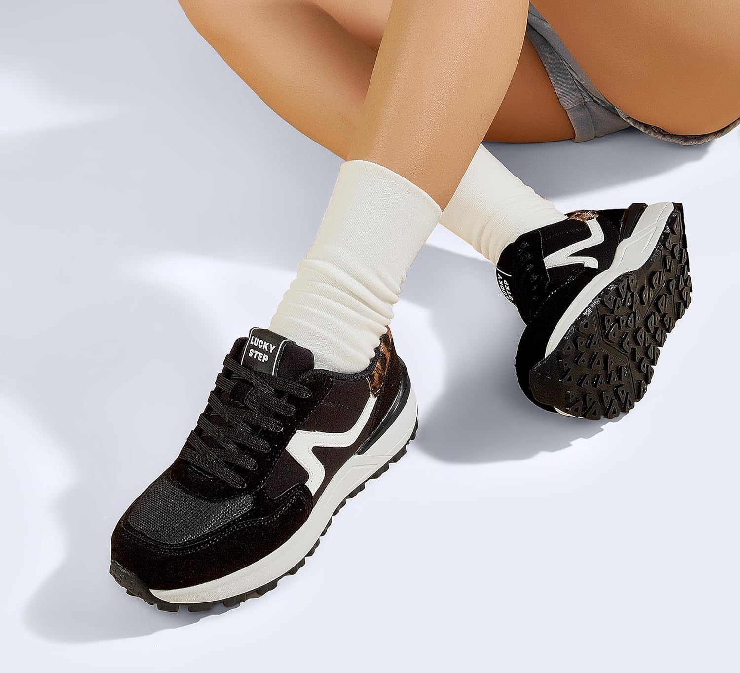 LUCKY STEP Women's Retro Fashion Casual Sneakers Colorblock Platform Classic Trendy Trainning Anti-Slip Tennis Travel Walking Shoes - Image 7