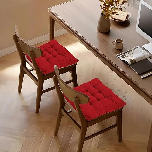 Miniatura 18 de ELFJOY Cojín para silla mecedora, cojines para silla de cocina con cojín de respaldo de asiento, almohadillas suaves y cómodas con lazos, 17 x 17