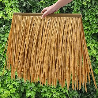 Paja de Simulación Proteccion Solar Techo De Hierba Artificial No Se Pudrirá,Puede Usarse como Techo De Hierba Artificial Jardín Sombrilla Tiki Bar Decor(Size:4pcs,Color:Amarillo Claro)