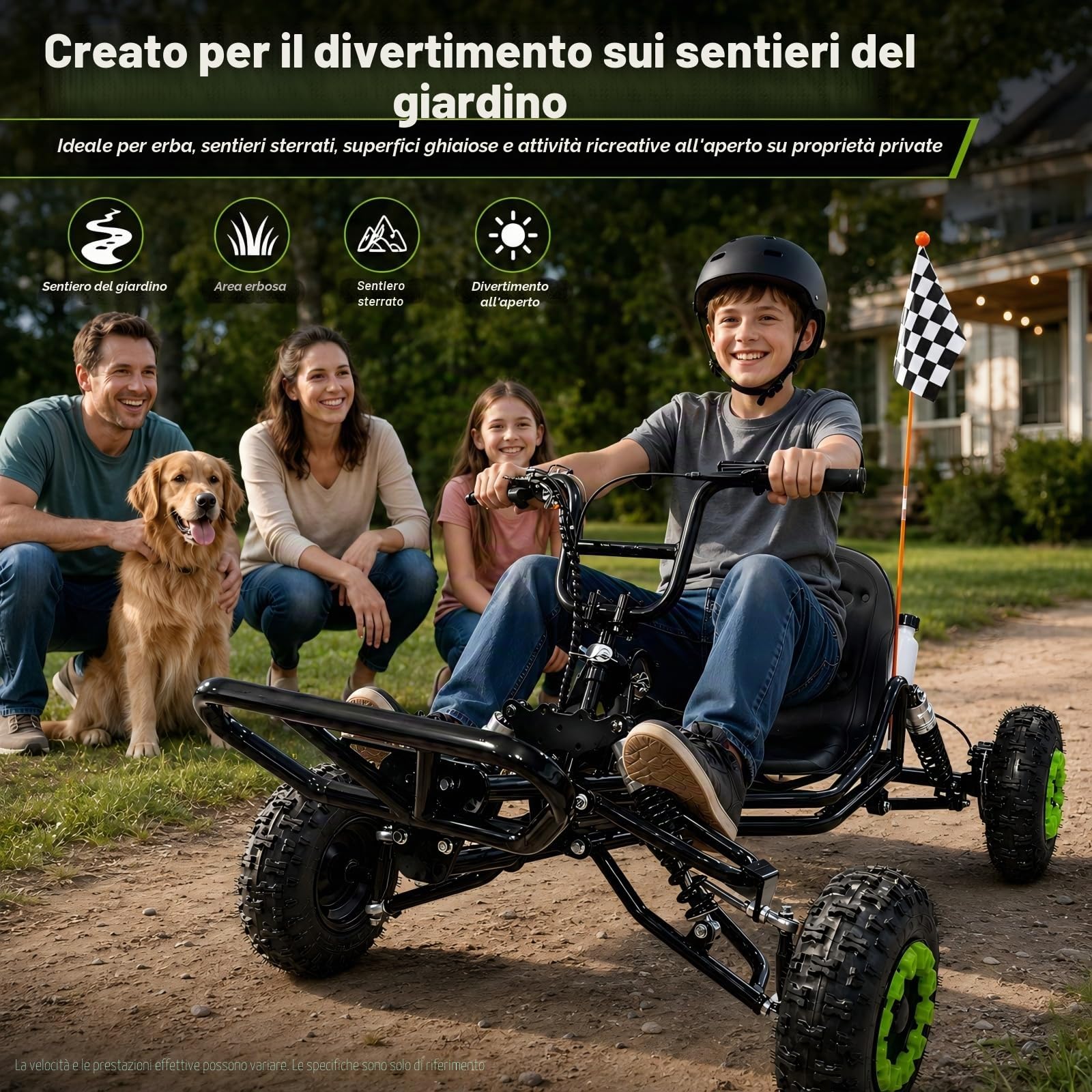 Zyliathor Gas Offroad Go Kart, pneumatici da 6 pollici, freno a disco idraulico, capacità massima 180 kg, fuoristrada/terreno privato, rosso