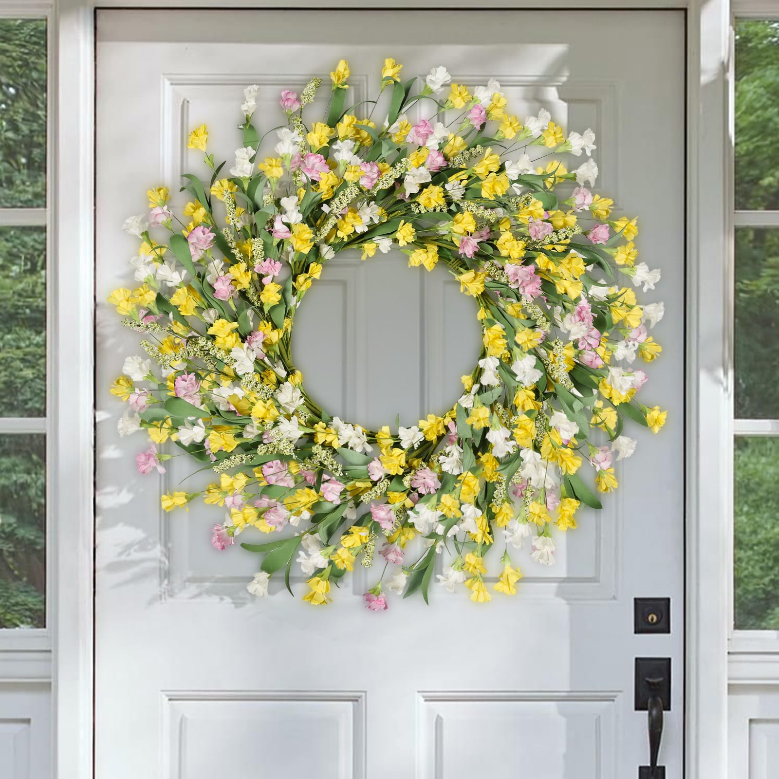 Artgar Front Door Wreath 24 Inch Spring/Summer Wreaths for Front Door